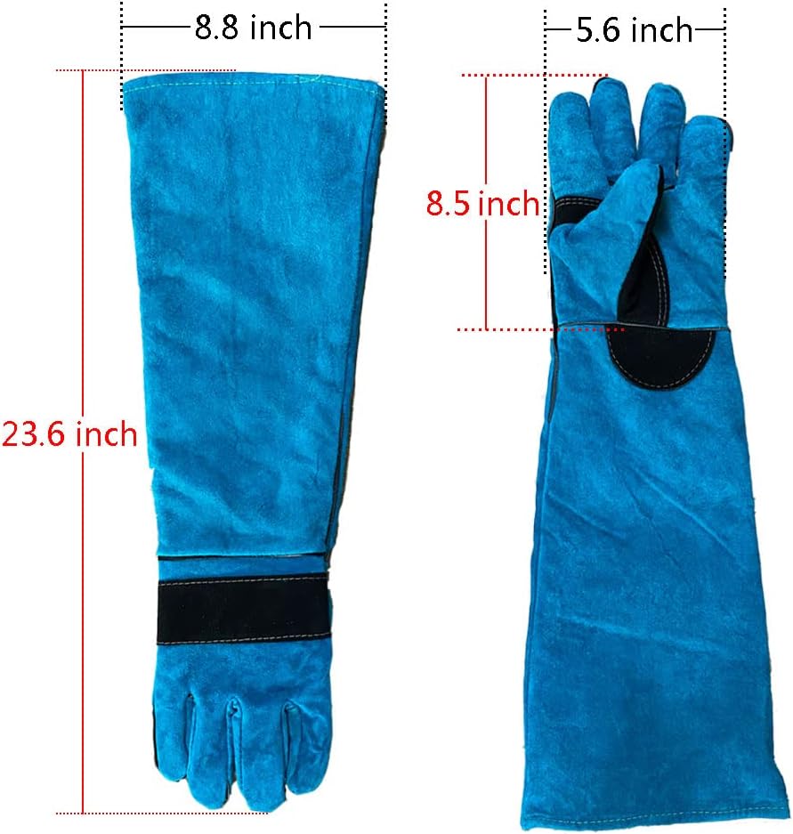 Animal Handing Gloves Bite Proof 23.7 Inch Kevlar Reinforced Multipurpose Pet Leather Glove Padding Dog,Cat