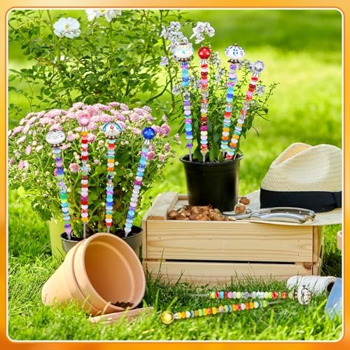 Hicarer 248 Pcs Fall DIY Fairy Wand Beaded Stakes Kit for Garden Craft