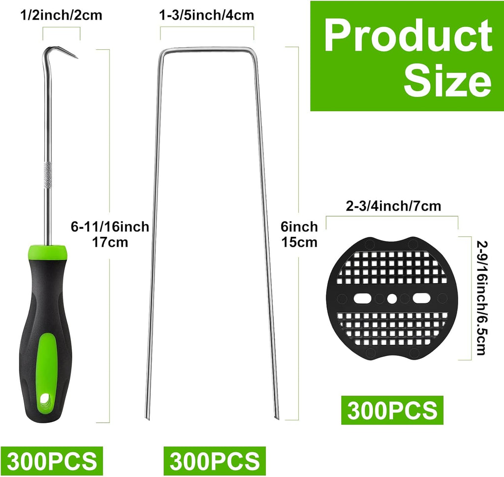 602 Pcs Landscape Staples Set 300Pcs 6 Inch Anti Rust Garden Stakes U Shaped Galvanized Garden Staple Landscaping