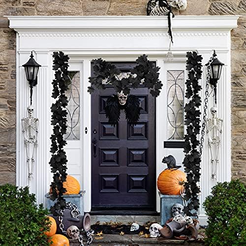 Black Leaf Garland, 8PCS Artificial Hanging Fall Maple Vines
