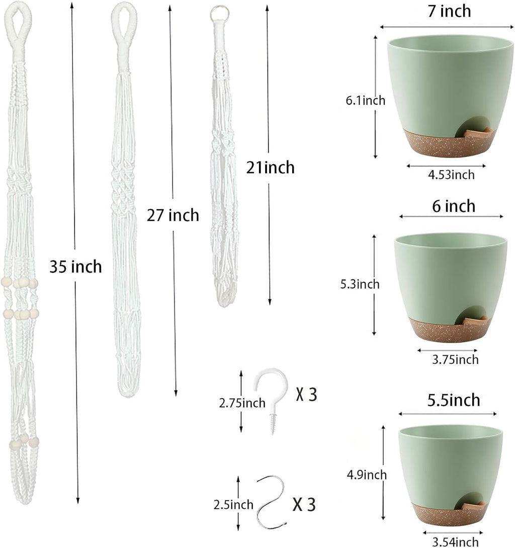 Hanging Planters with Macrame Plant Hangers for Indoor Outdoor Plants, 3 Set Hanging Baskets Flower Pots Holders