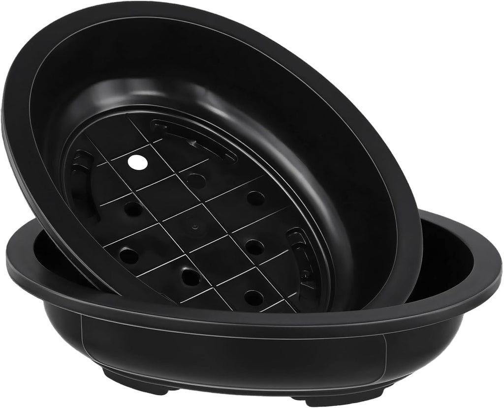 HAKZEON 12 Pcs 12 Inch Bonsai Training Pots, Matte Finish Plastic Oval Bonsai Training Pots with Drainage Hole, Oval