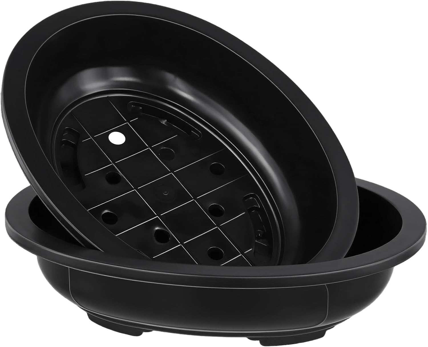 HAKZEON 12 Pcs 12 Inch Bonsai Training Pots, Matte Finish Plastic Oval Bonsai Training Pots with Drainage Hole, Oval