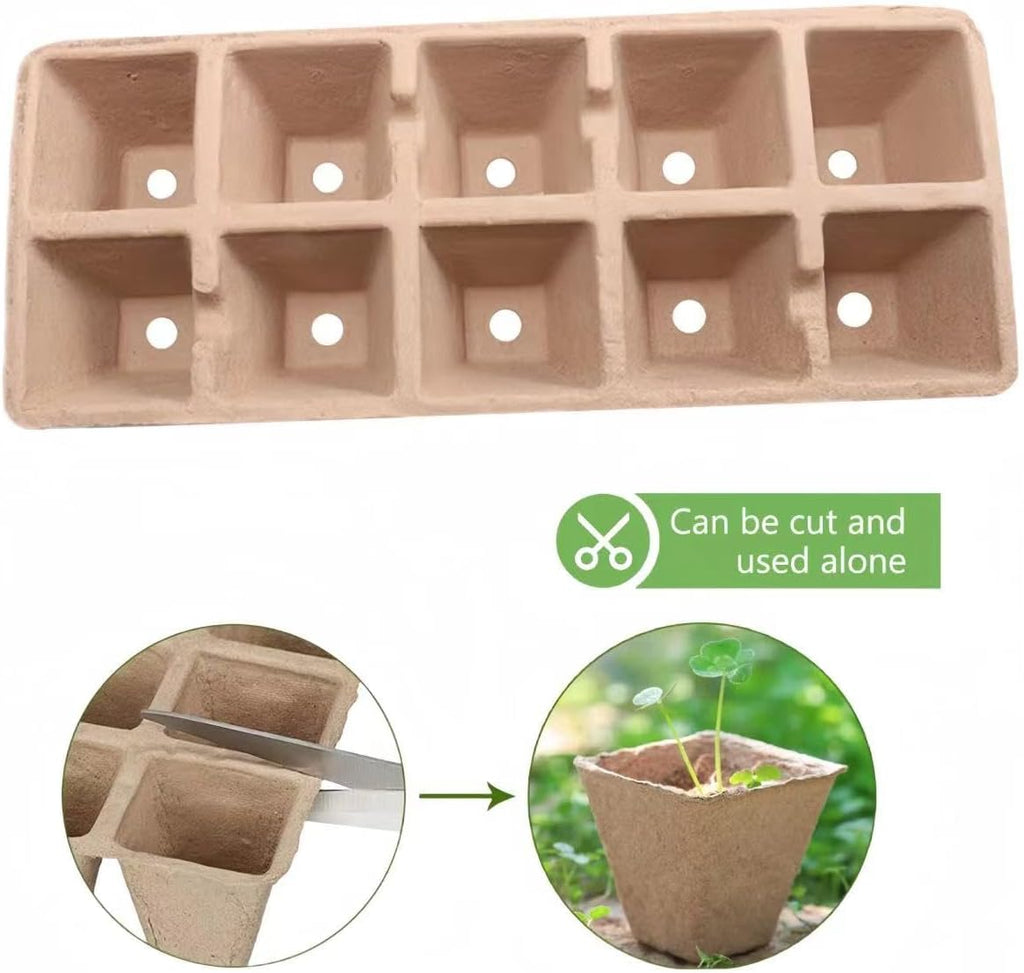 480 Cells Seed Starter Tray, 48 Pack Biodegradable Peat Pots, Seed Starter Kit for Seedlings with 48 Labels