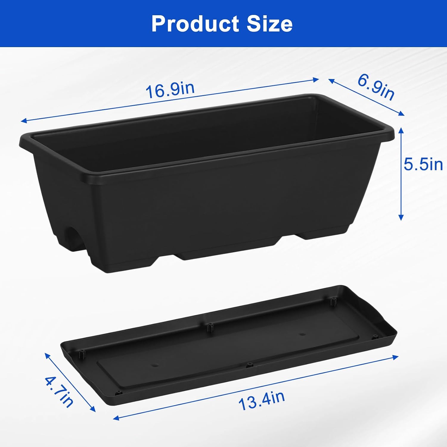 CADUKE Railing Planter Box 4 Pack Window Boxes Planter with Adjustable Brackets 16.9 Inches Deck Railing Hanging Flower