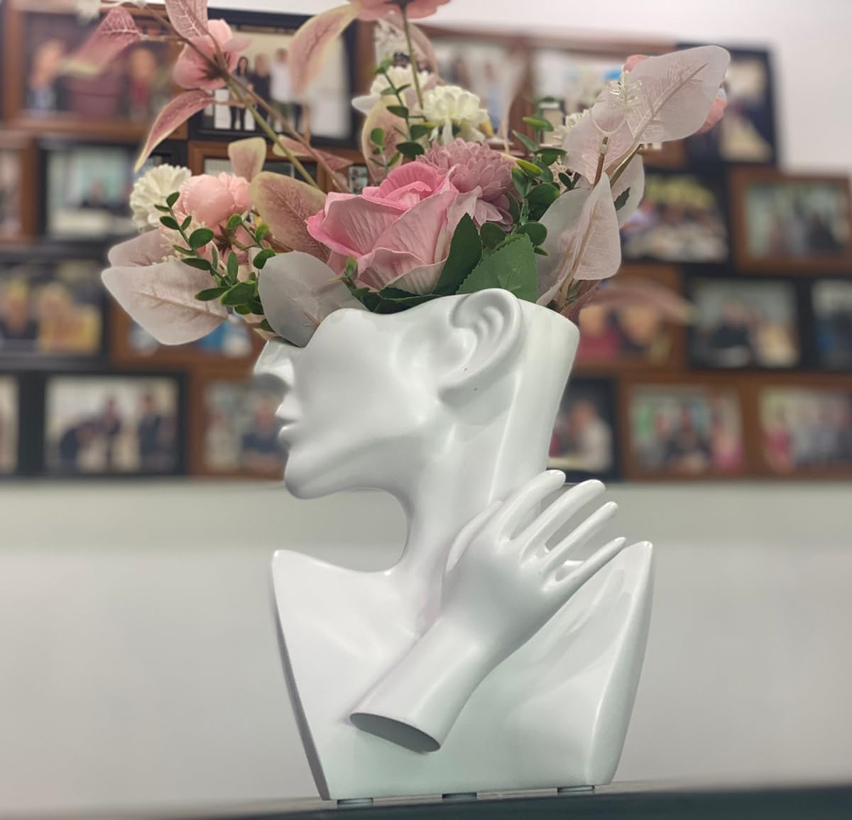 Abstract Face Planters Pots Head Flower Vase (White) | Greek Bust Vase, Women Face Vase for Home Decor, Female Bust