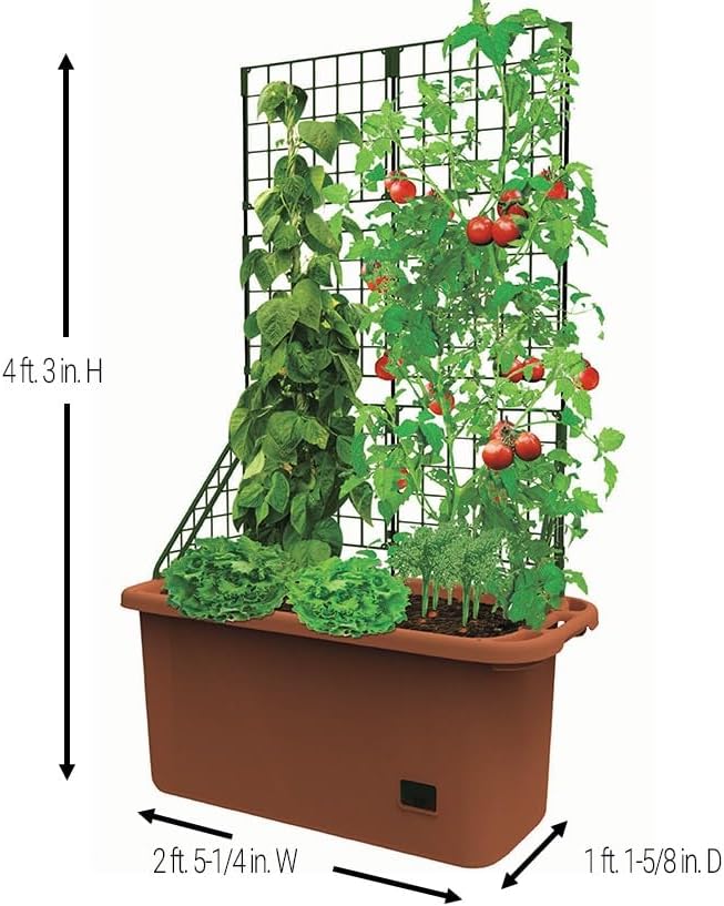 The Lakeside Collection Vegetable Planter with Wheels and Trellis - 58 Inch Self Watering