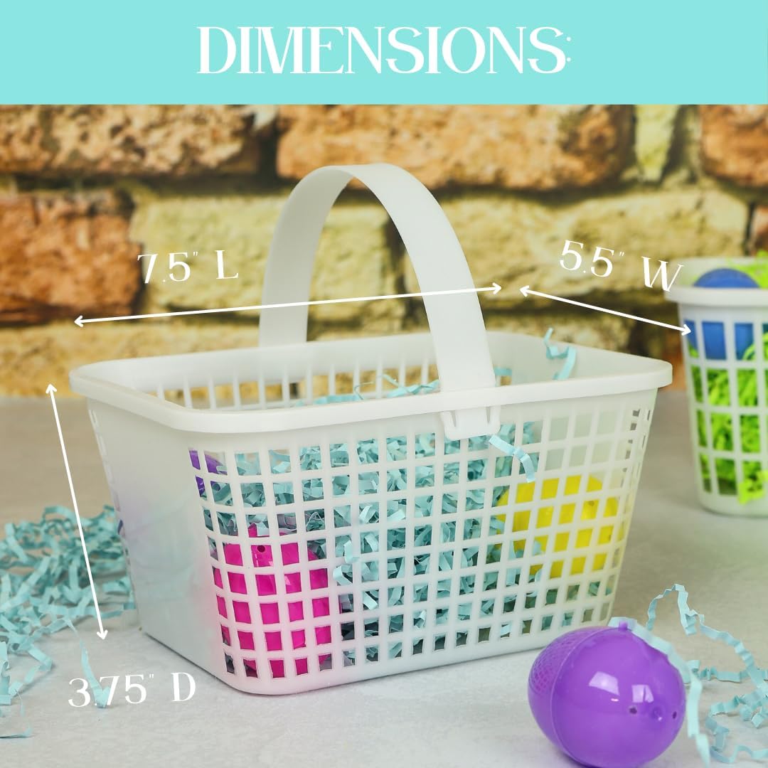 12 Pack – Small Plastic Basket with Handle for Produce Display, Harvesting Fruits and Vegetables, Party Décor, or
