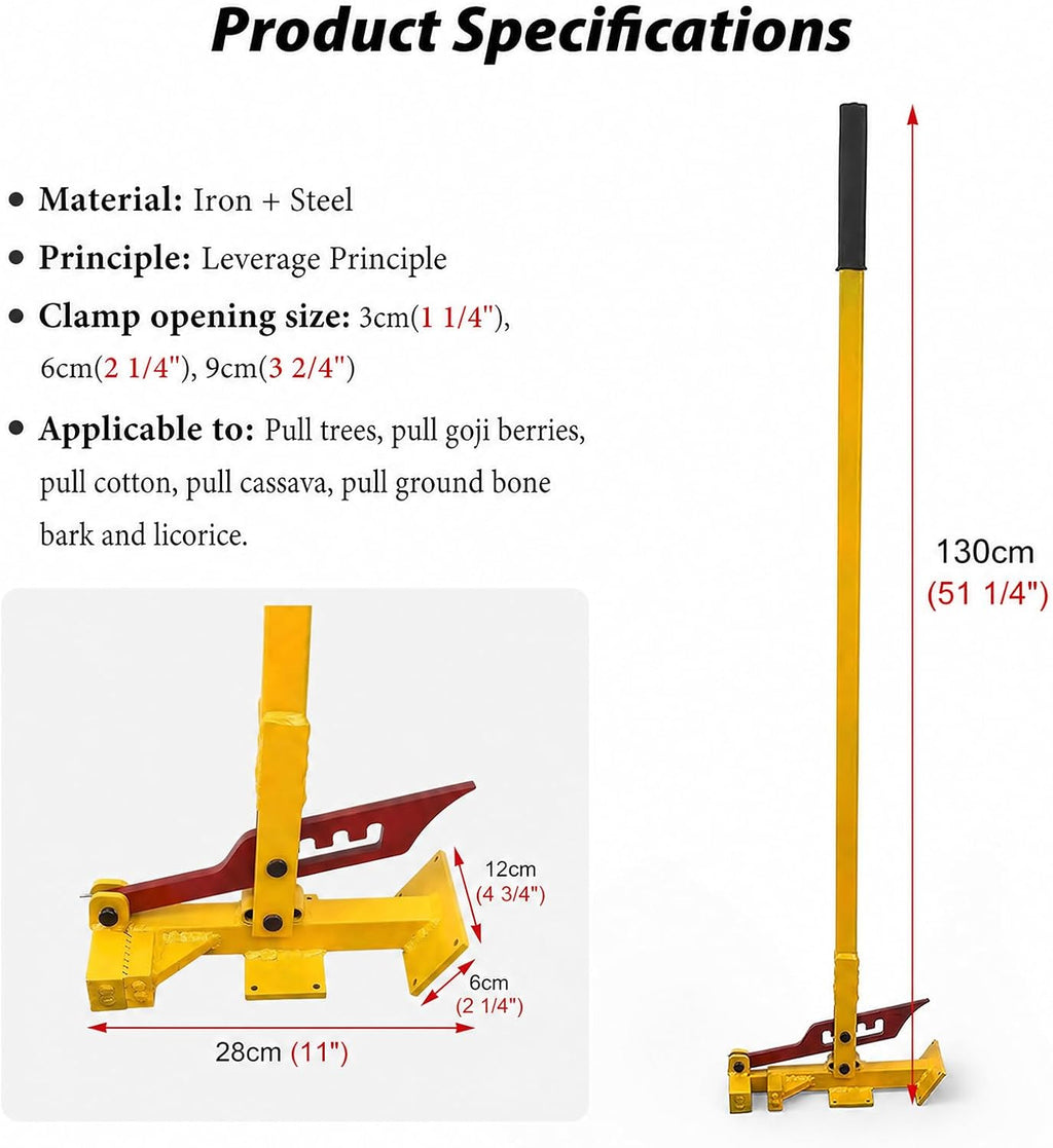 Heavy Duty Tree Puller, Large Sapling Puller, Manual Tool Uses High Leverage to Fully Uproot Stubborn Shrubs, Vines &