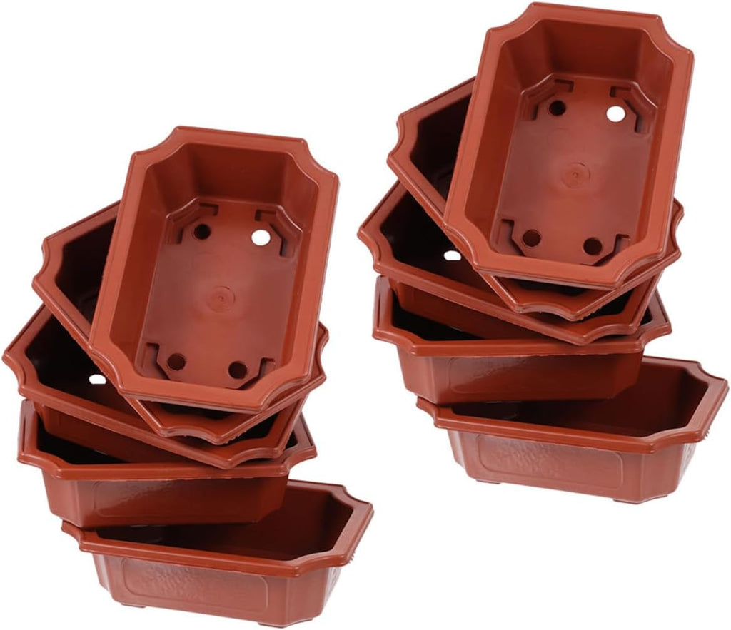 DOITOOL Rectangular Planter Bonsai Training Pot 10PCS Plastic Flower Plant Growing Pot Nursery s with Drainage Hole for