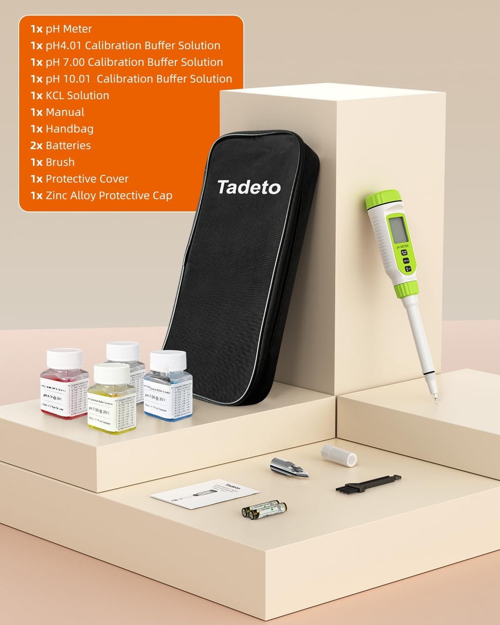 Tadeto Multifunctional Digital pH Meter for Food, High Precision Garden Soil pH Test Kit with LCD ℃/℉ Display for