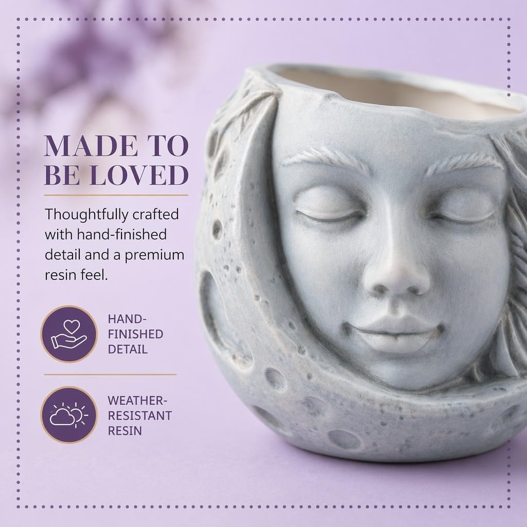 Fun & Unique Moon Face Hanging Planter Quirky Celestial Decor for Plant Lovers – Indoor Outdoor Flower Basket for