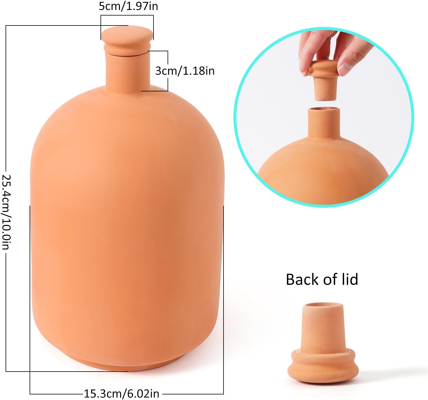 Large 3.3L Terracotta Watering Pots Ollas Self Watering Planter Watering System 10inch-Simple Irrigation Peripheral