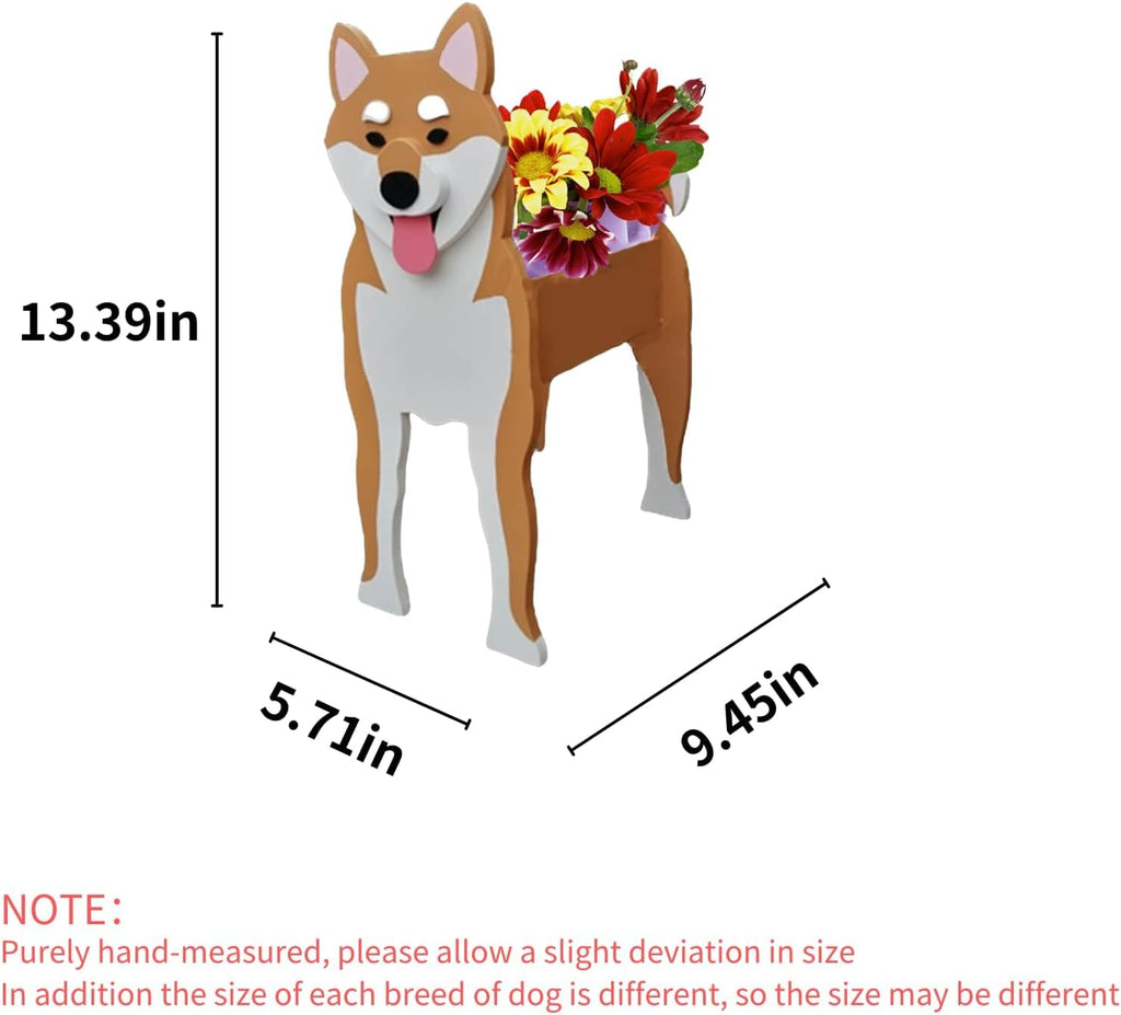 Shiba Inu Dog Planter Pots, Animal Shaped Flower Pot | Cute Plant Gift for Women and Pet Lovers, Indoor Outdoor Garden