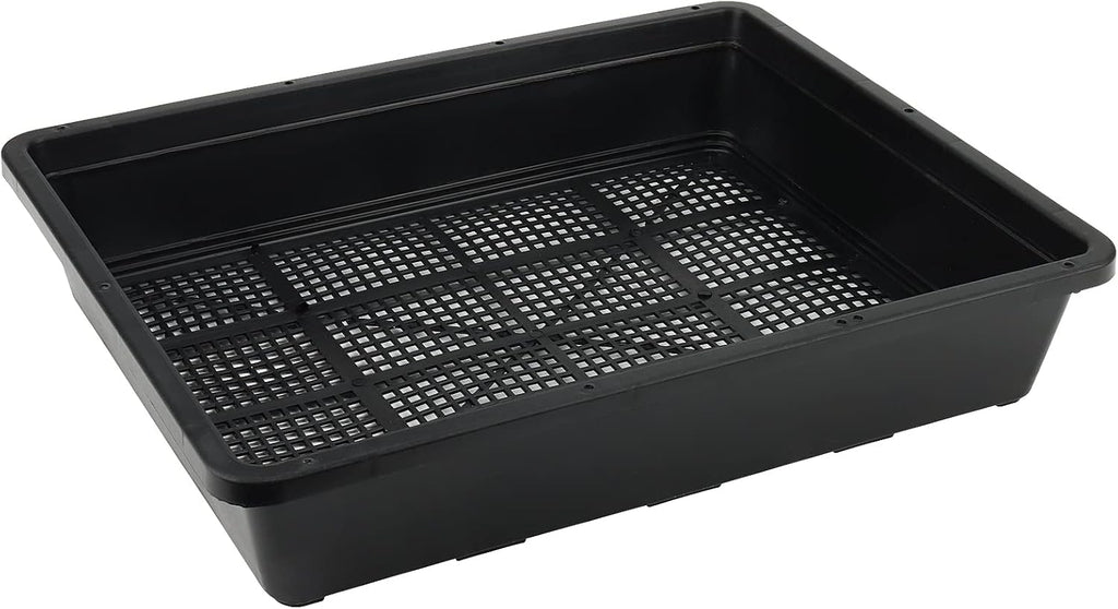 14 Pack 15 x 12 Inch Seed Starter Trays, Plastic Garden Mesh Bottom Plant Germination Trays, Black Growing Tray for
