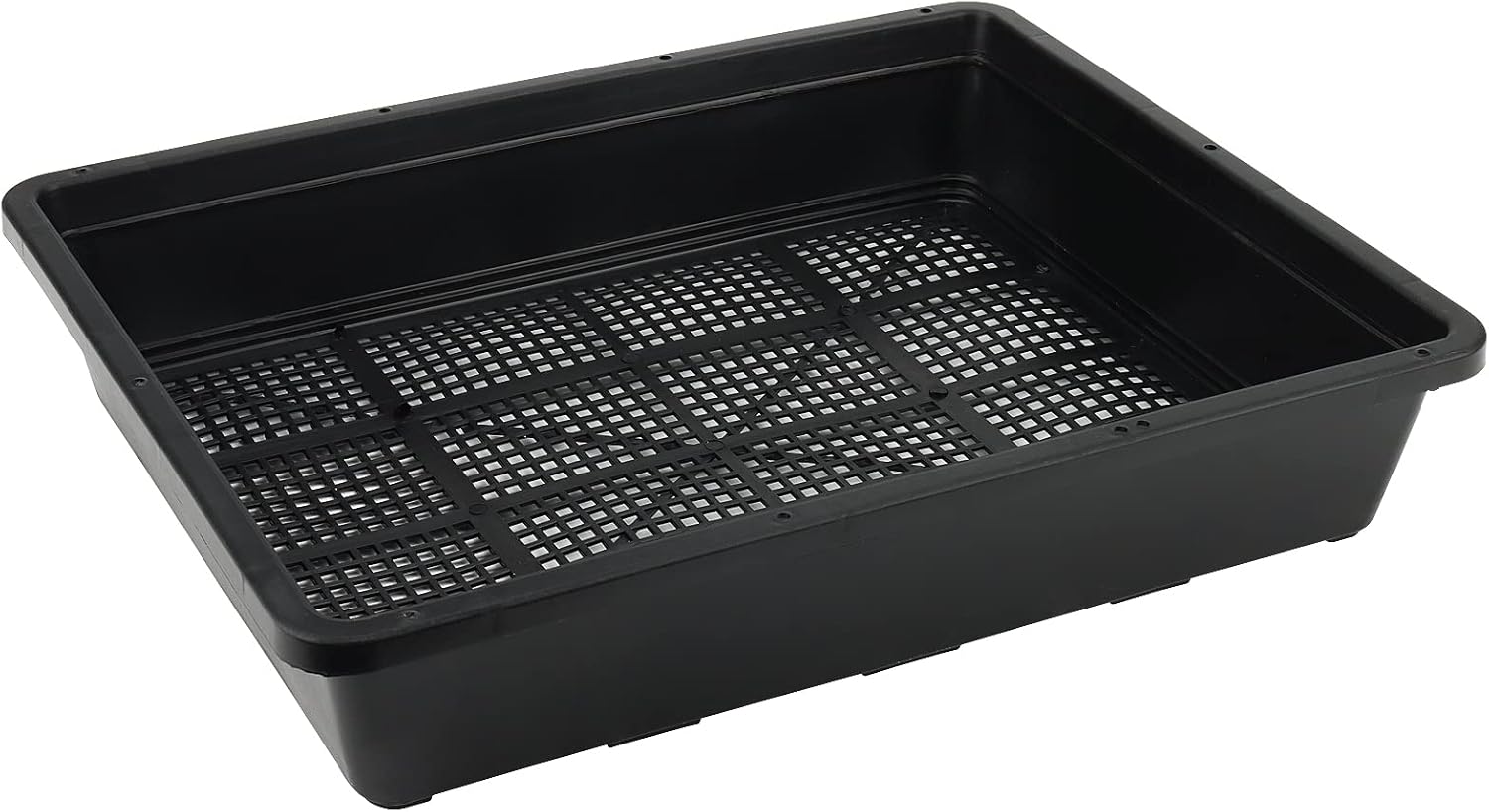 14 Pack 15 x 12 Inch Seed Starter Trays, Plastic Garden Mesh Bottom Plant Germination Trays, Black Growing Tray for