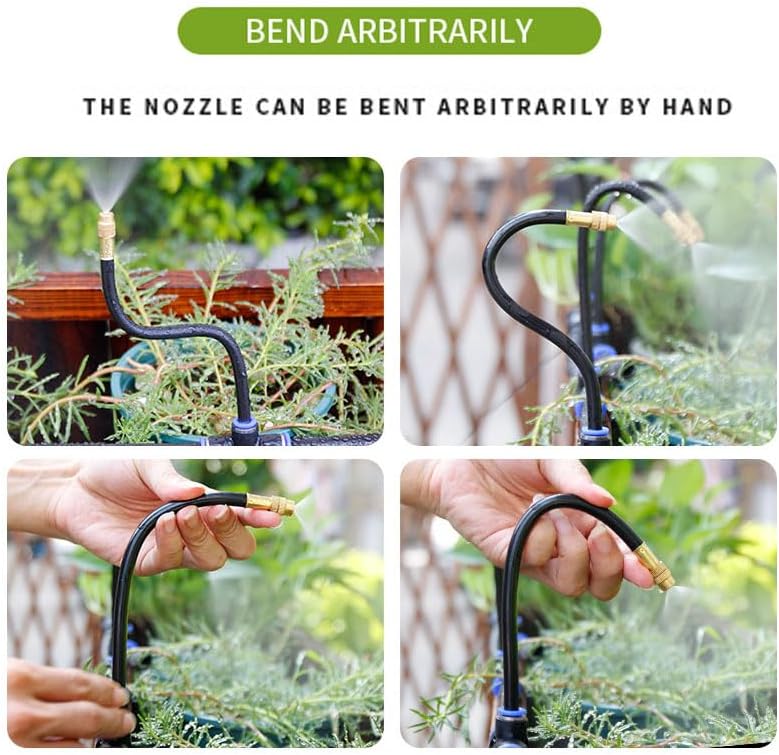 Garden Watering System, Greenhouse Mist Drip Irrigation Kit,65Ft Hanging Plant Watering System with 20 Three-Way