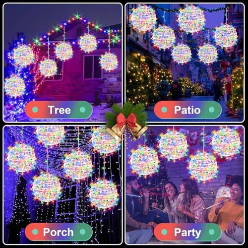 Baung Christmas String Lights Outdoors,4 Pack 11.81" Sphere Lights,Ball Tree Garden Globe Lights for Home, Party, Christmas, Porch Patio,Wedding, Garden,Tree Decoration with Plug