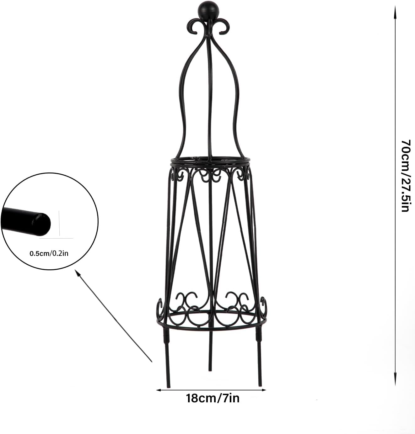 29.5" Obelisk Trellis for Indoor/Outdoor Potted Plants Support | Metal Trellis for Climbing Plants - Indoor/Outdoor