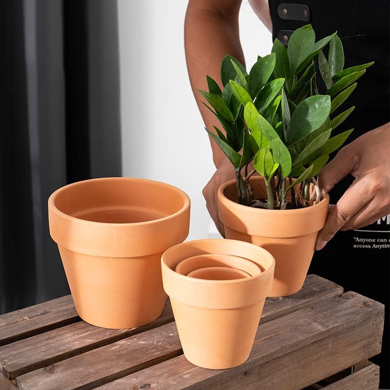 OLEEP Clay Pots - 10 Pack (5.5 inch) Large Terra Cotta Plant Pot with Drainage Hole,Garden Pots, Clay Planters Pot