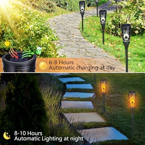 Toodour Solar Halloween Lights Outdoor, 10 Pack Solar Torch Lights