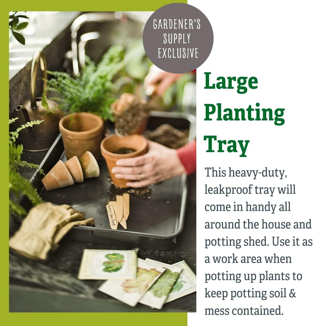 Gardeners Supply Company Large Plant Tray | 46-1/2"L x 15-1/2"W x 2"D | Multi-use Durable Plastic Tray for Indoor &