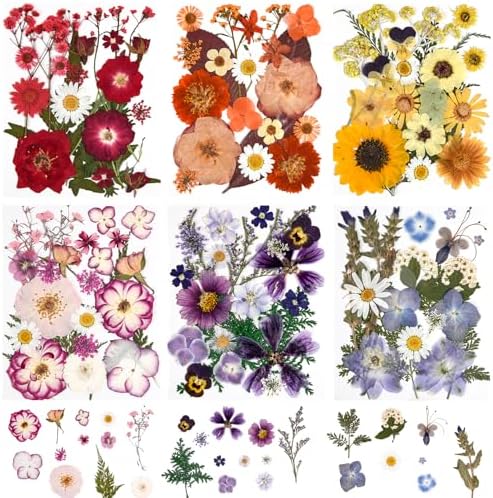 9 Packs of 200 Pressed Dried Flowers and Leaves for DIY Crafts