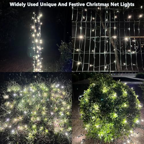 HISHINY Christmas Lights Outdoor Decorations for Bushes,LED Connectable Bush Christmas Lights Outdoor Yard Mesh Shrub Net Light for Party, Holiday, Wedding, Tree,Bushes (Cool White)