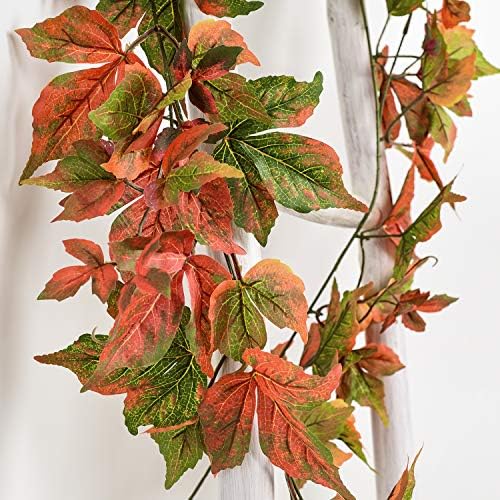 Lvydec 2 Pack Fall Maple Garland Clearance - 6.5ft/Piece Artificial Fall Foliage Garland Autumn Decor for Home Wedding Party