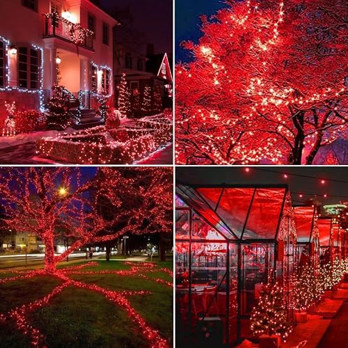 Joomer Solar Fairy Lights, 2-Pack Total 80FT 240LED String Lights, Red