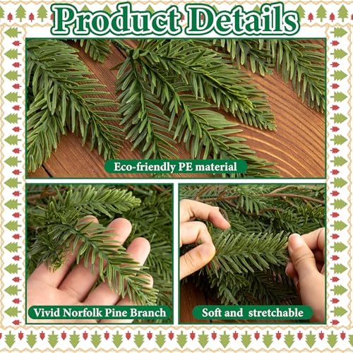 6 Ft Christmas Norfolk Pine Garland, Artificial Pines Greenery Garlands