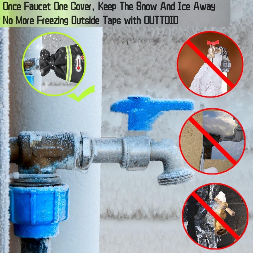 Outdoor Faucet Cover for Winter - Pro 7.1" W x 9.8" H - 4 Pack Outdoor Water Faucet Cover Socks for Winter Freeze Protection Pipe Insulation Reusable Waterproof Insulated Spigot backflow Cover