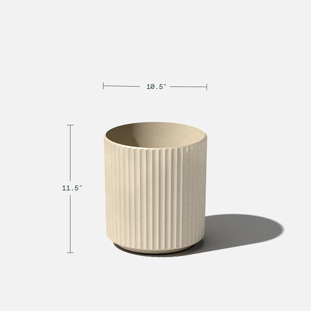 Veradek Demi Series Round Planter for Porch, Patio, Backyard | Durable Plastic-Concrete Material | Modern Décor for
