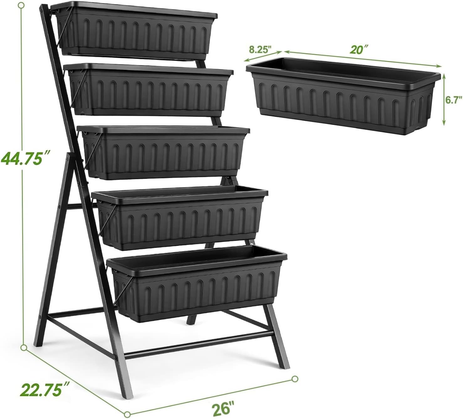 4FT Vertical Raised Garden Bed, 5 Tiers Elevated Planter Box, Black | Elevated Garden Bed Perfect for Patio Balcony