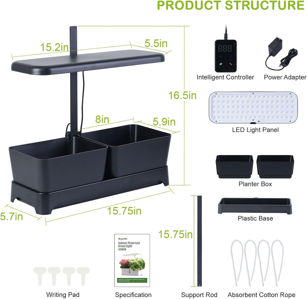 Indoor Herb Garden with Grow Light & Pots, Full Spectrum LED Planter for Kitchen Herbs & Houseplants, Height Adjustable
