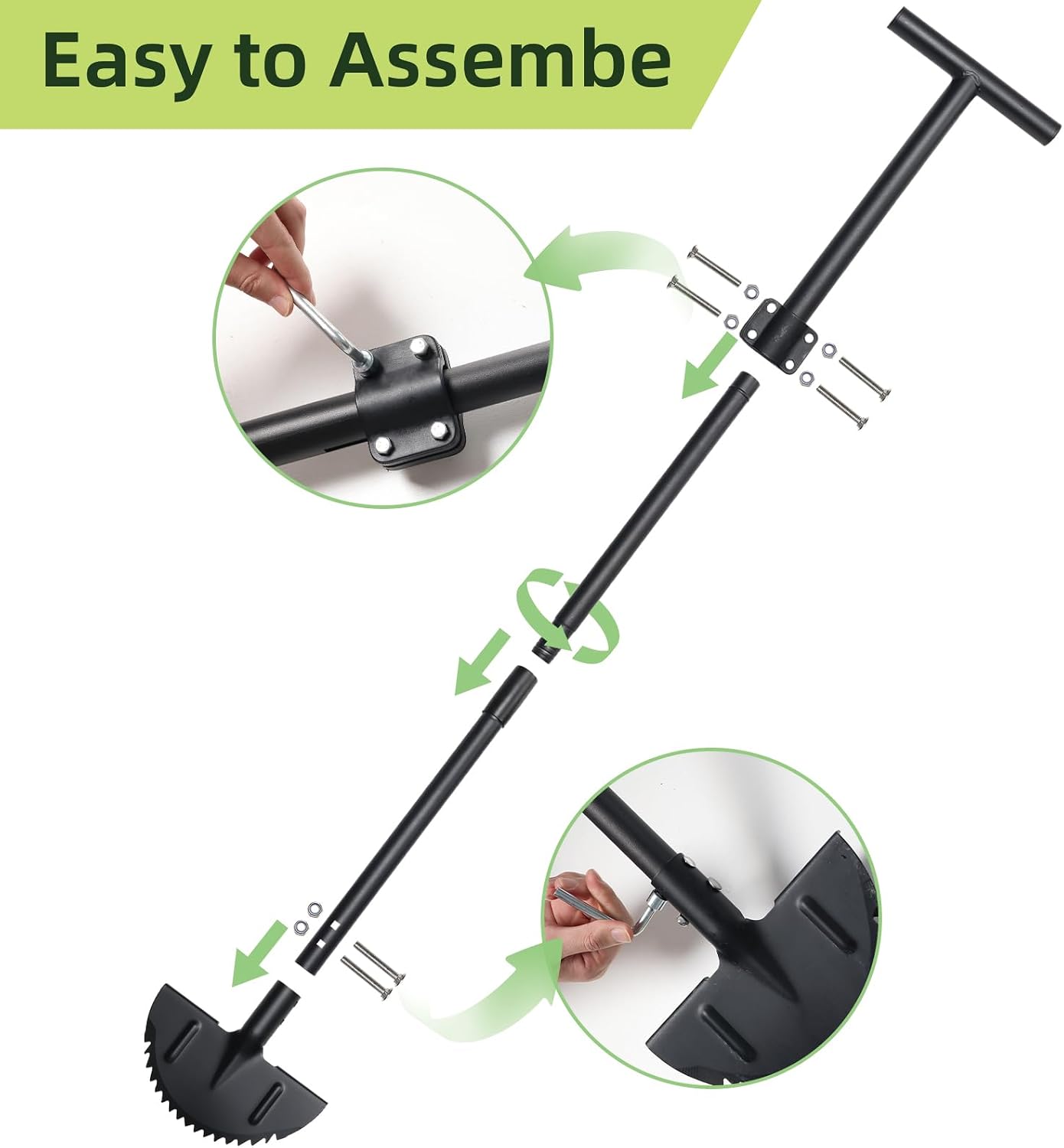 Half Moon Edger Lawn Tool - Heavy Duty Saw Tooth Manual Edgers with Sharp Blade & Wide Footplate, 38"-49" Adjustable