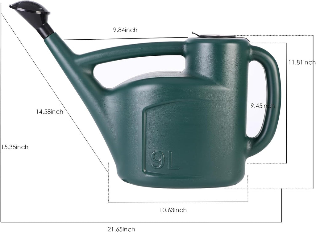 2+ Gallon Watering Can for Outdoor Plants,Large Garden Watering Can with Long Spout, Lid and Detachable Sprinkler Head