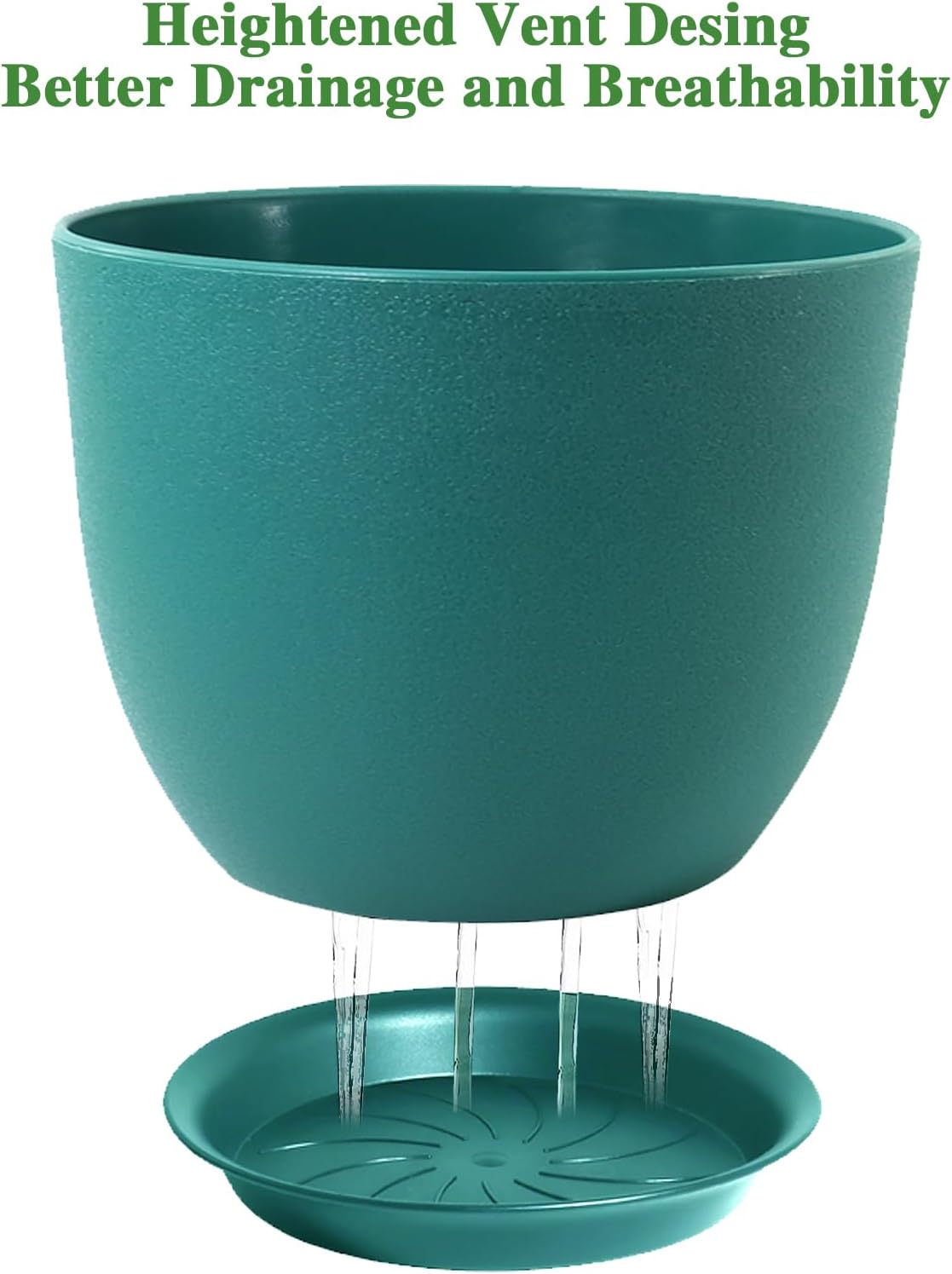 UOUZ 12inch Large Plant Pot, Modern Plastic Planter with High Driange Holes and Saucer for Indoor Outdoor Garden Plants