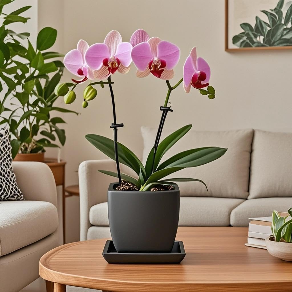 Square Ceramic Plant Saucer Tray 2 Pcs 5 6 Inch Black, 6.6" OD x5.5 ID x1.1 Deep, Sturdy Heavy Duty Glazed Planter Drip