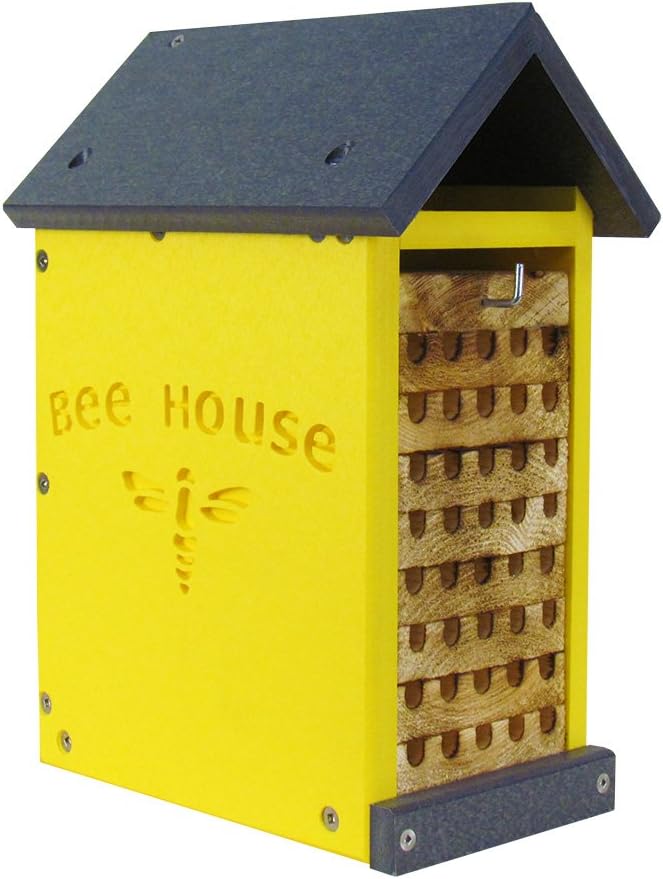Small Poly Lumber Mason Bee House - Attracts Bee Pollinators in Your Garden - Made in The USA