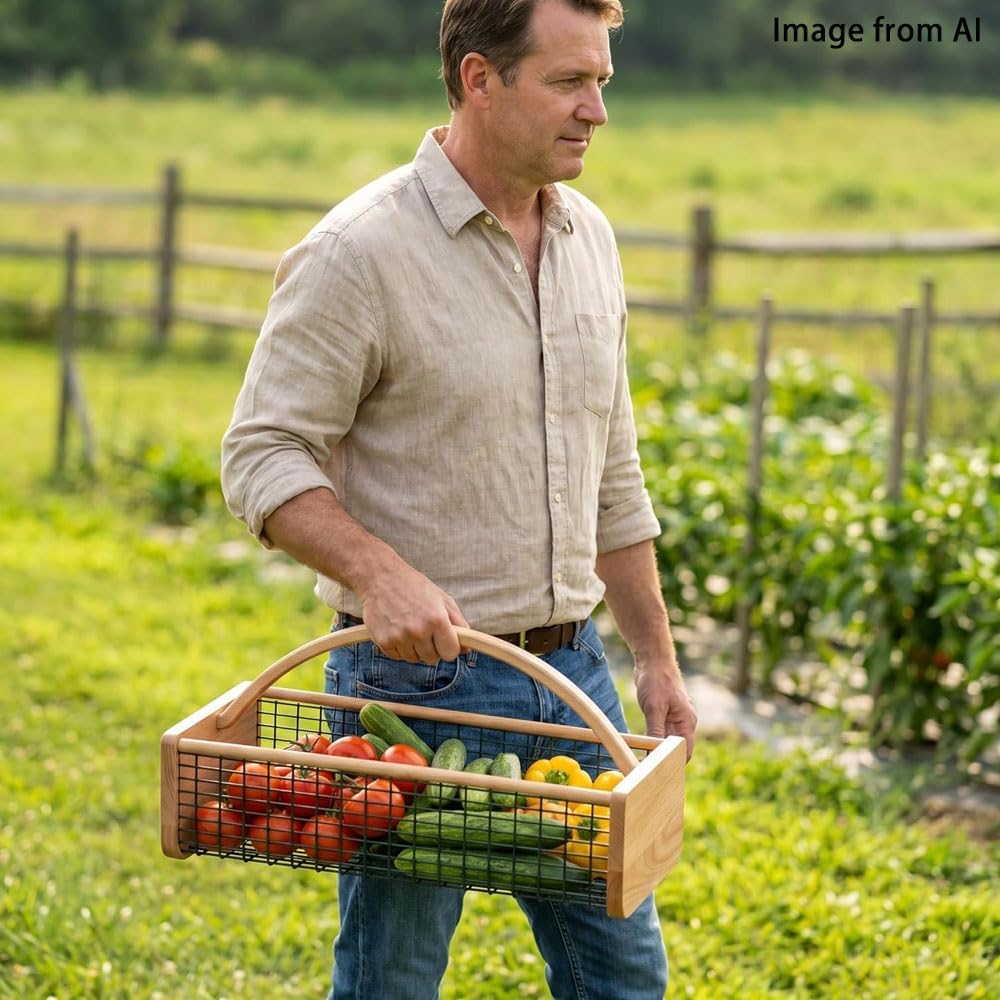Large Garden Hod Harvest Basket for Vegetable Gardening and Harvest Gathering or Farmhouse Decor,garden baskets for