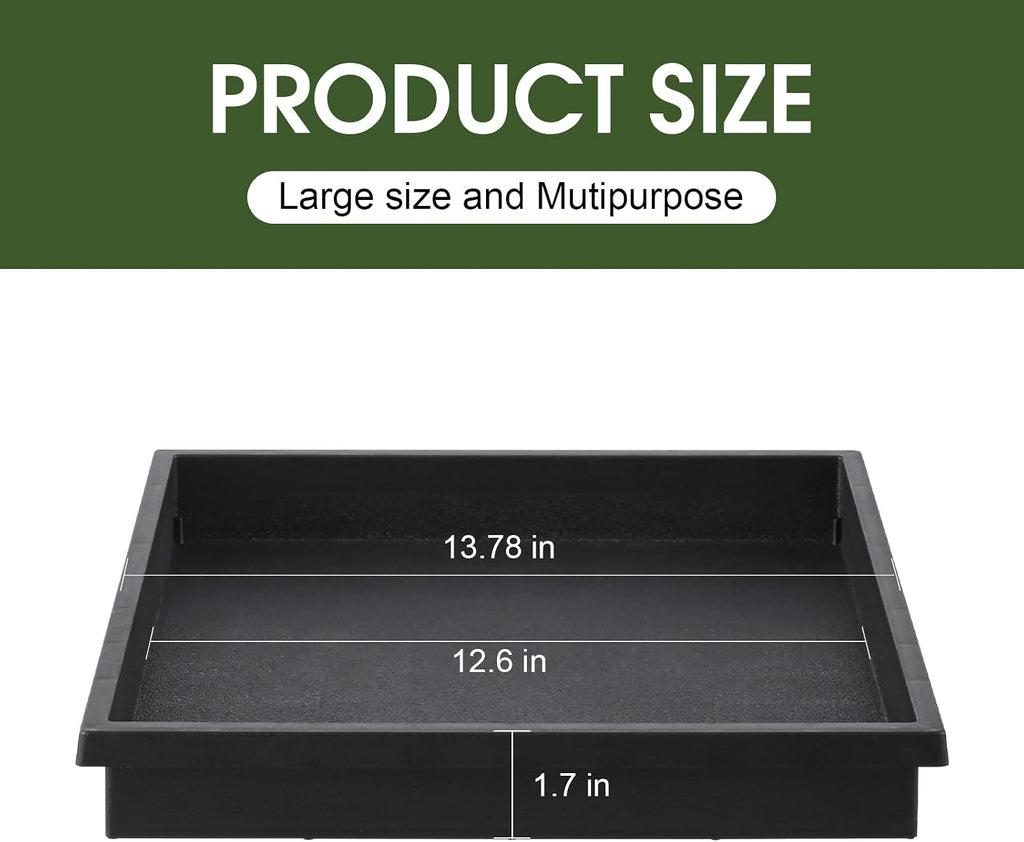 NATSUKY Square Plant Saucer 14 Inch 2 Pack Tray Plastic Pot for Outdoor | Indoors Flower 8 10 12 14 16 Inch Heavy Duty