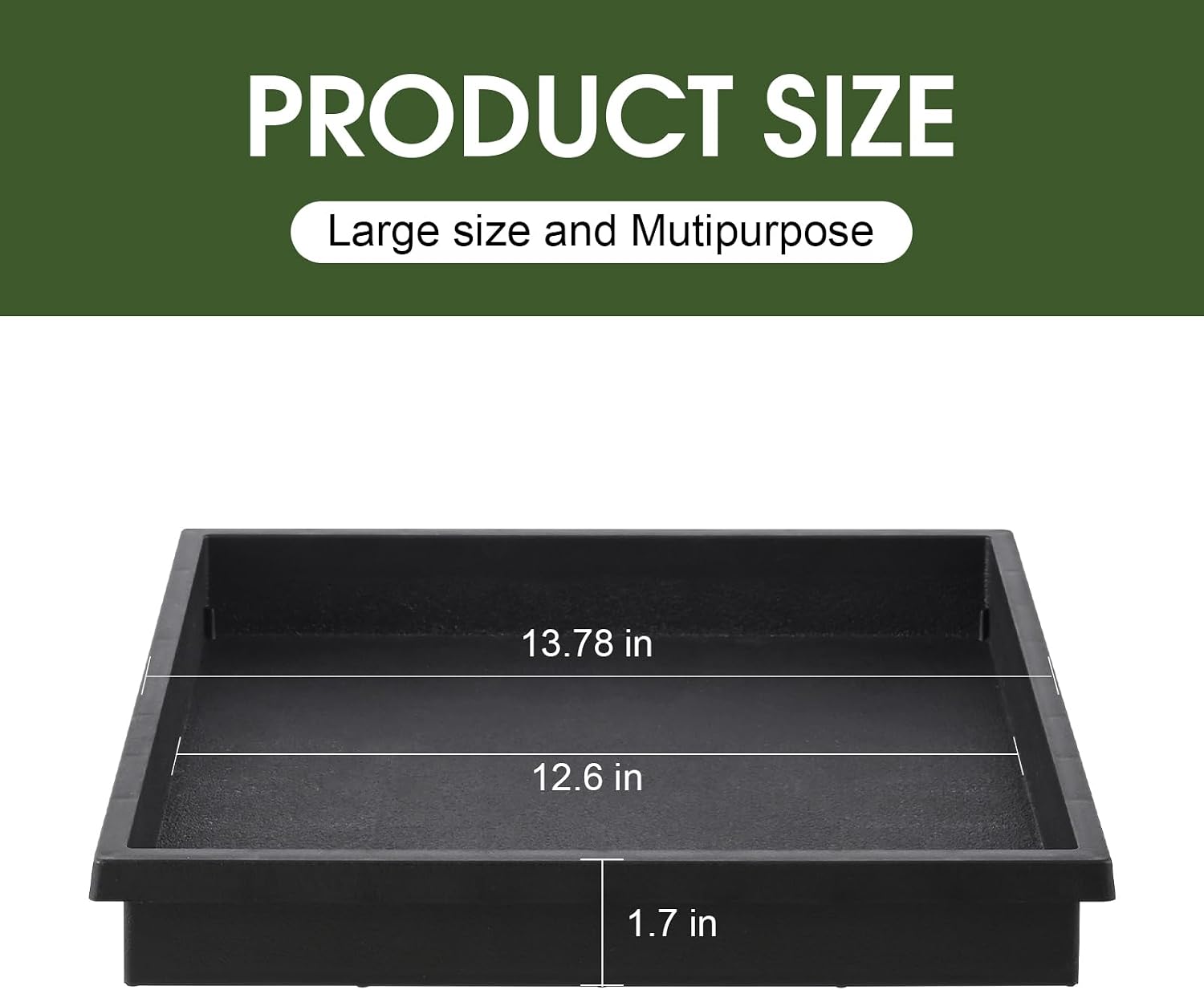 NATSUKY Square Plant Saucer 14 Inch 2 Pack Tray Plastic Pot for Outdoor | Indoors Flower 8 10 12 14 16 Inch Heavy Duty