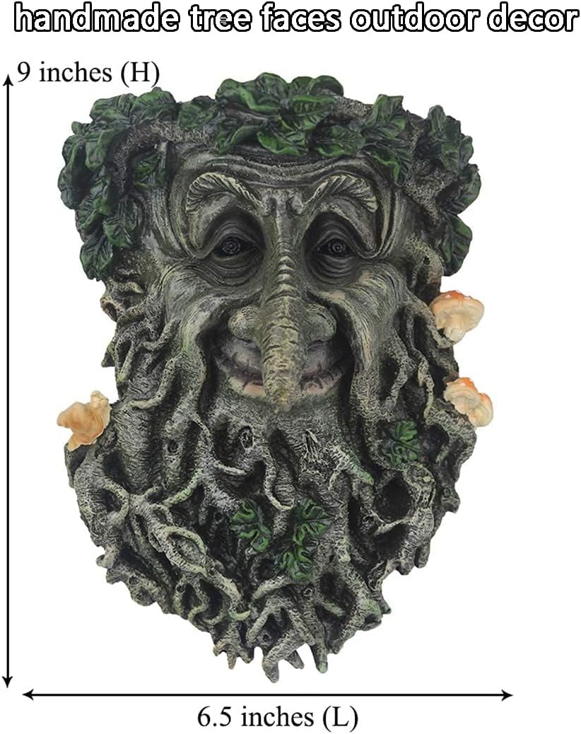 Old Man Tree Face Outdoor Decor Garden Statue Sculpture | Tree Face Hugger Flower Pot, Weatherproof, Rustic Fairy