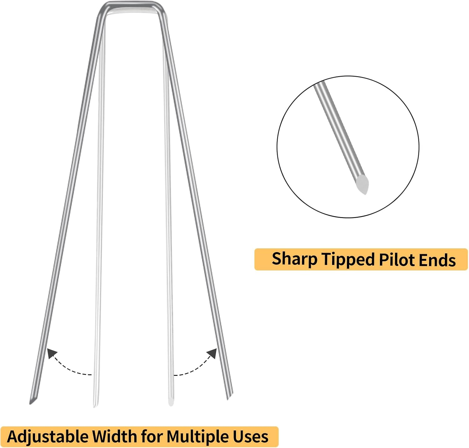 Whonline 560 Pack Landscape Staples 6 Inch, Galvanized Garden Stakes | U-shaped Ground Staples for Landscape Fabric