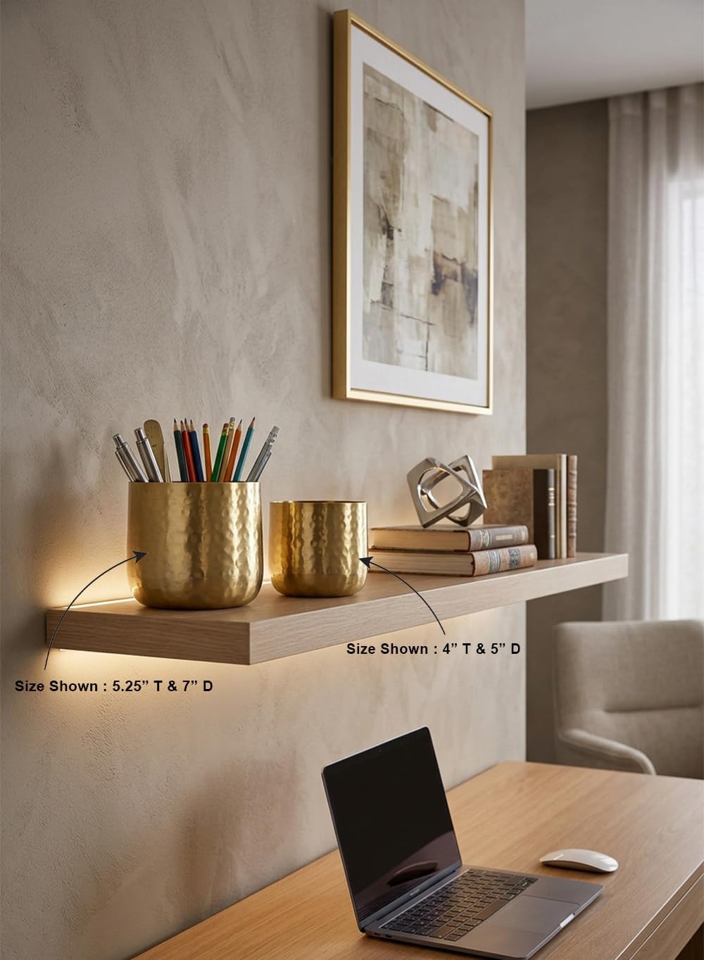 Serene Spaces Living Antique Brass Look Gold Hammered Pots: Stylish Indoor Planter, Decorative Accent for Potted