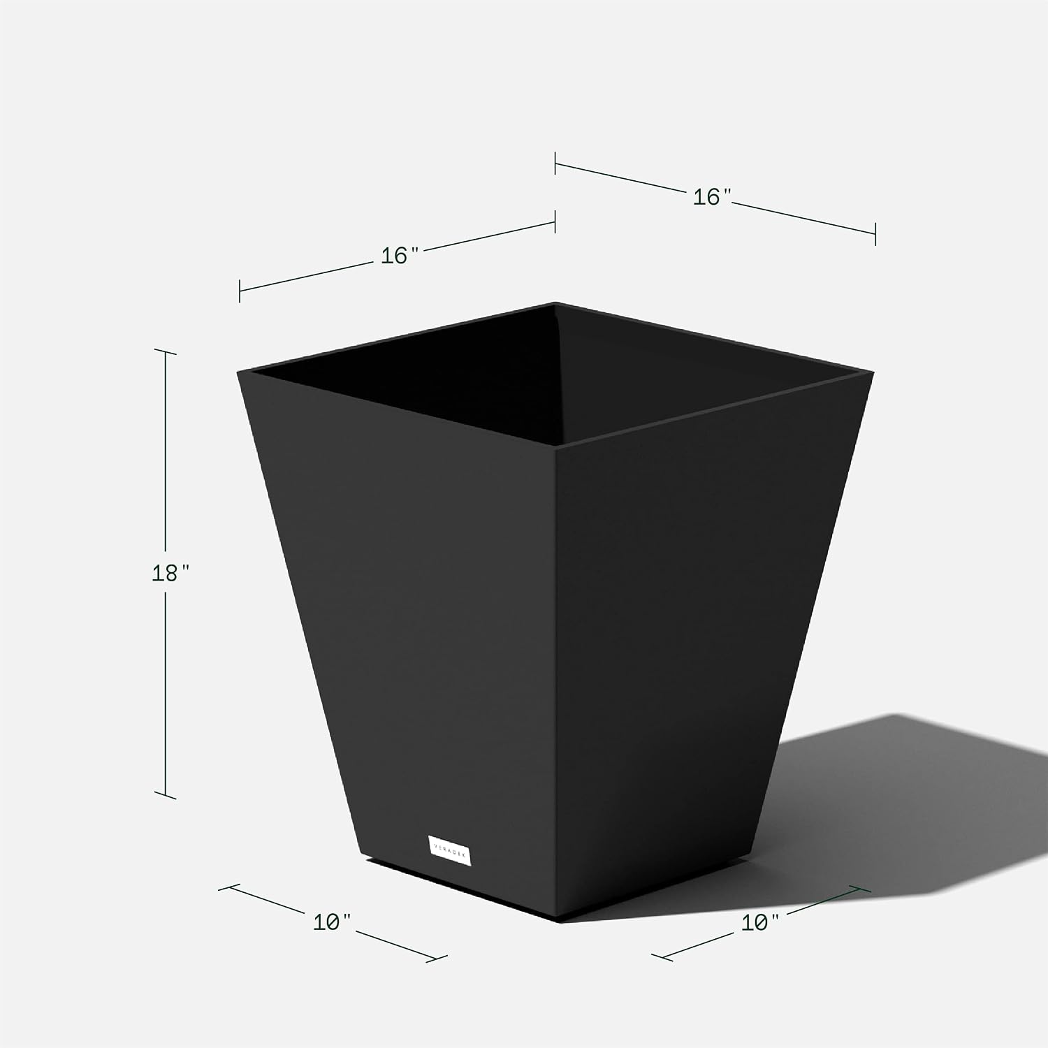 Veradek Pure Series Nobleton Planter - Tapered Square Outdoor Planter | Made From Durable Plastic With Pre-Drilled