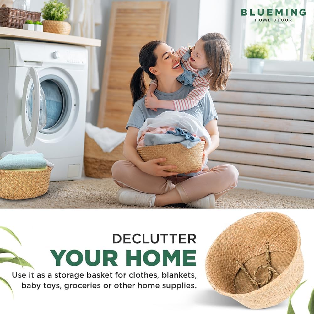 Large Plant Basket, Woven Seagrass Planter for Indoor Plants