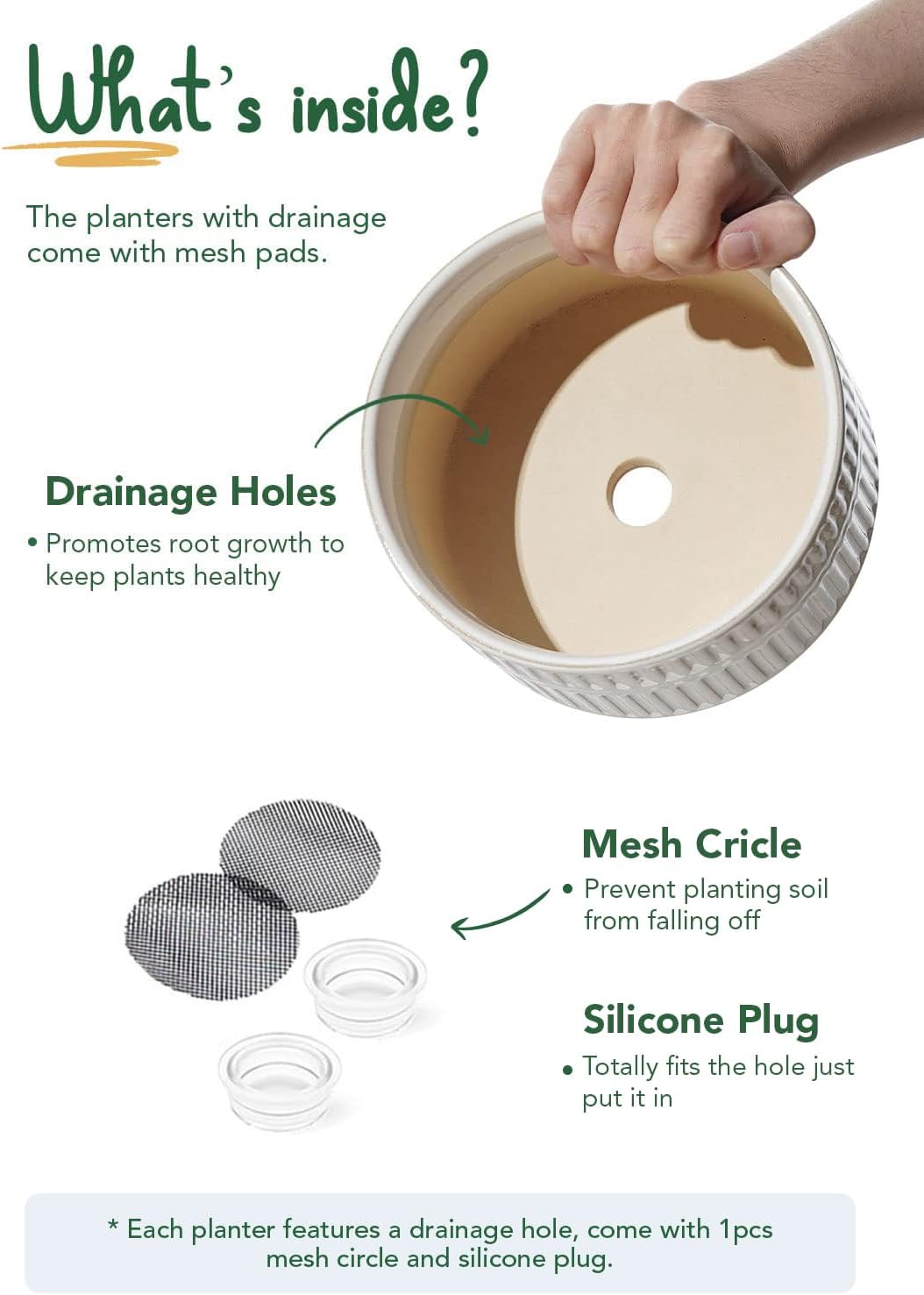 LE TAUCI Succulent Planters, 6.5+8 Inch Ceramic Indoor Plant Pot with Drainage Hole, Shallow Round Succulent Pots, Set