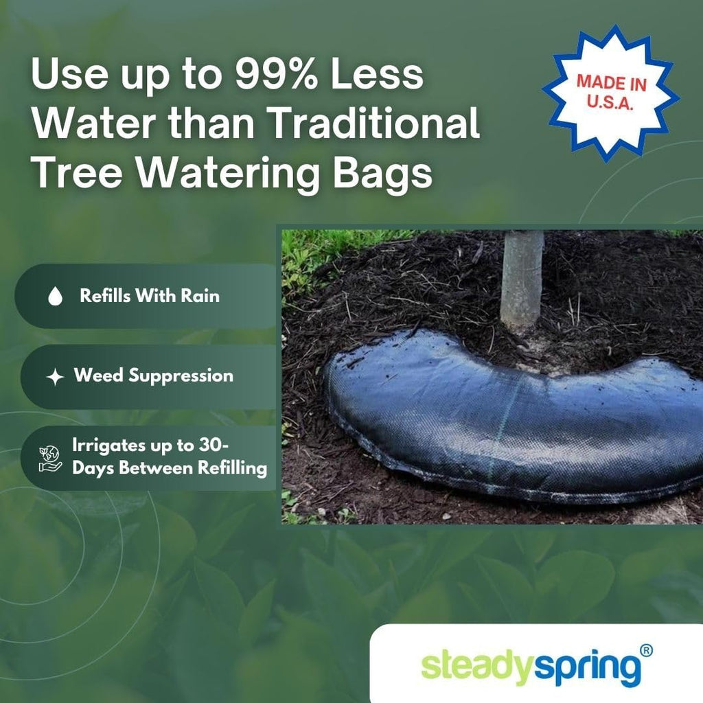 SteadySpring® 24" Smart 30+Day Tree Watering Mat - AUTO Refills with RAIN and Slow Releases As Plant Needs - for Root